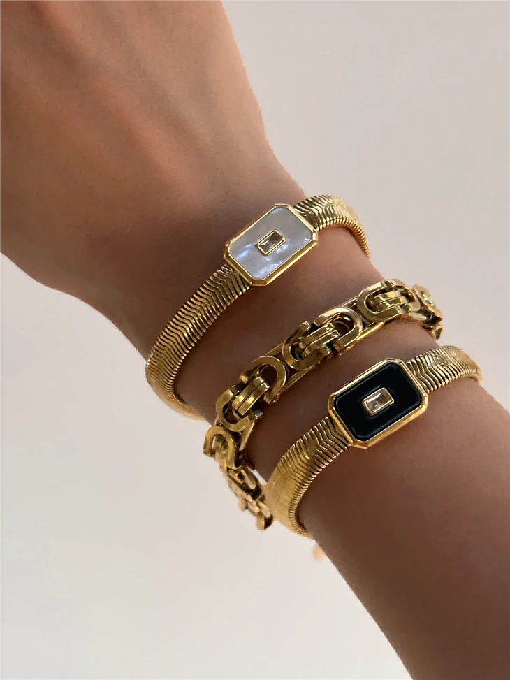 Vintage Square Herringbone Chain Bracelet
